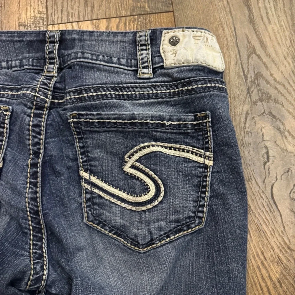 Silver Jeans Co Suki Capri Dark Wash Embroidered Denim Jeans W30 Western - Picture 8 of 11